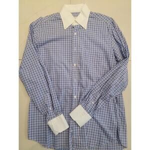 Giorgio's Of Palm Beach Button Up Check Blue Long Sleeve Shirt 15 1/2 40